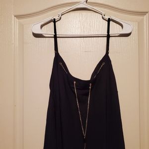 Black spaghetti strap handkerchief hem dress
